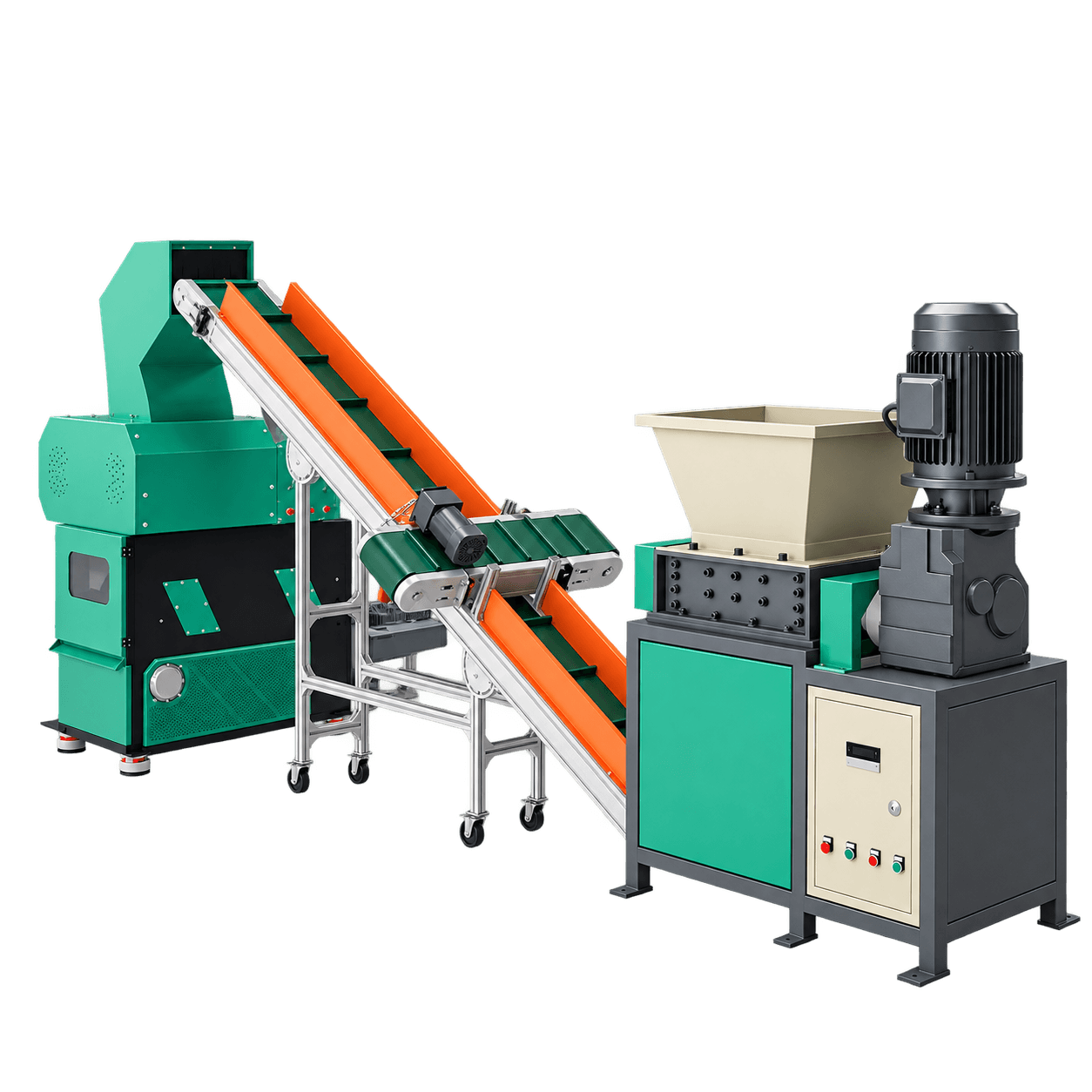 Granulator with Crusher and Conveyor Set Up